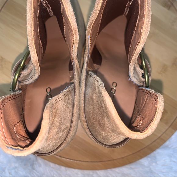 Aldo Kendall Women's Ankle Booties Light Brown Size 7.5 Suede Colourblock Heel - Picture 6 of 9